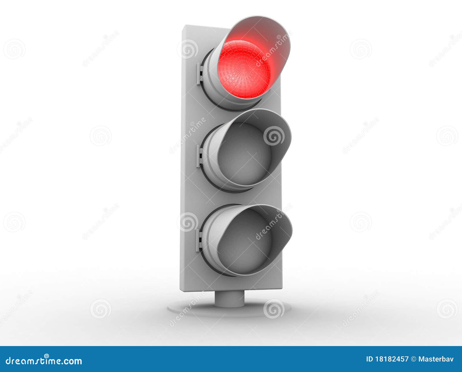 3d White Traffic Light with a Red Light Stock Illustration