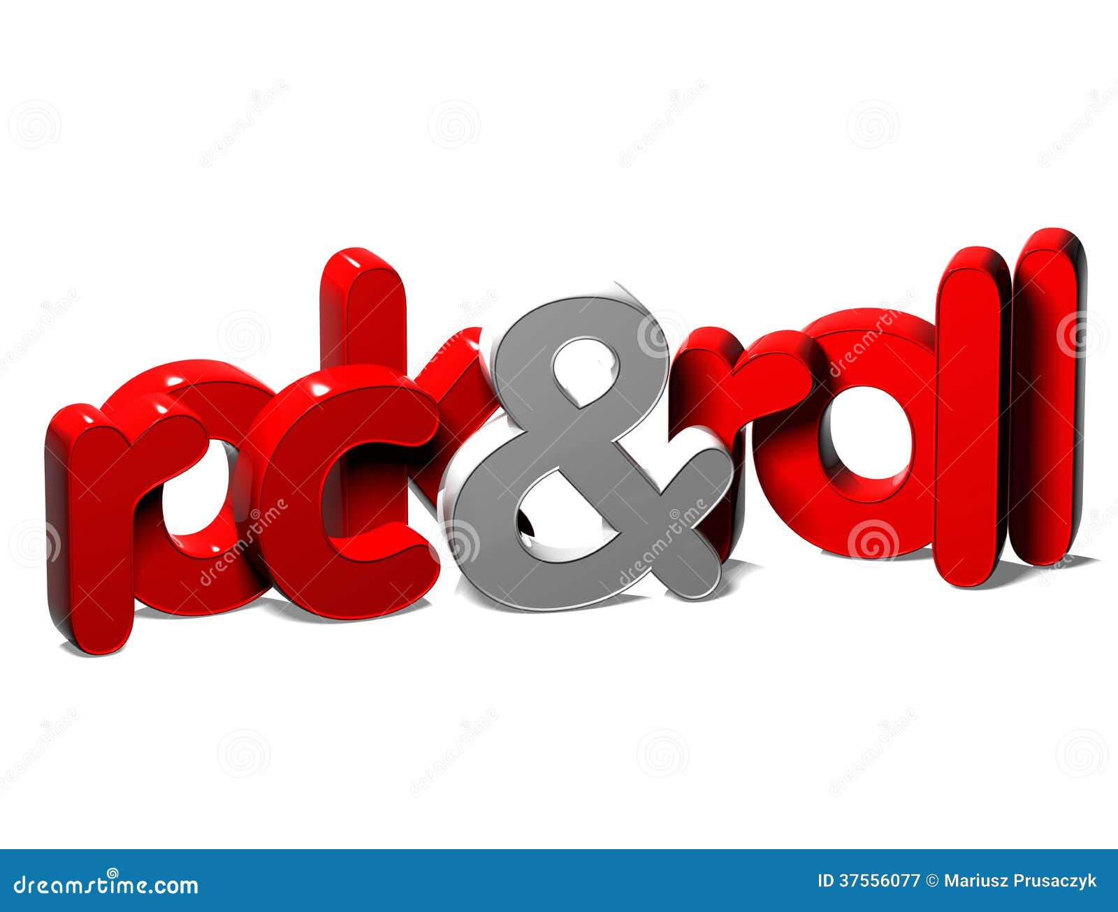 3d word rock and roll on white background