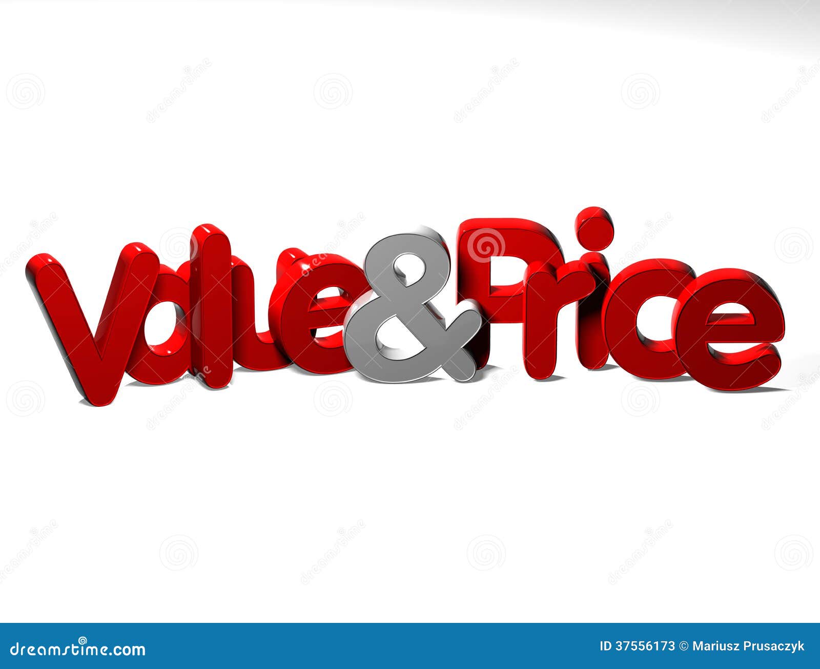3d word value and price on white background