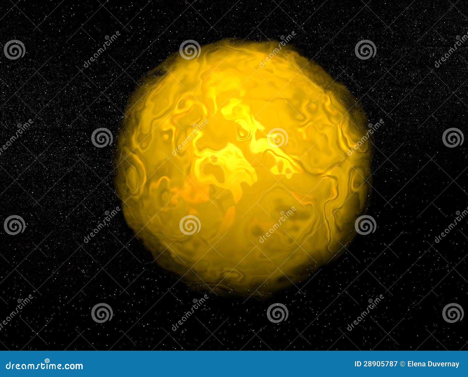 3D zon - geef terug. Heldere zon die in de heelalovervloed glanzen van sterren