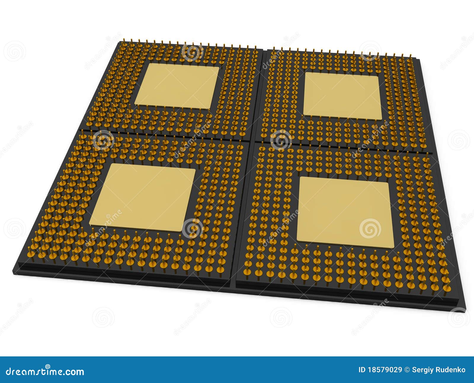 4 Core CPU Processor stock illustration. Illustration of digital 18579029