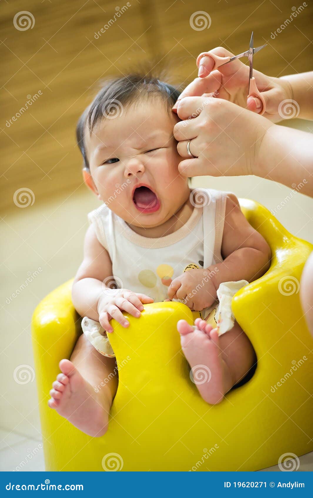 4 Month Old Asian Baby Girl Having a Haircut Stock Image - Image ...