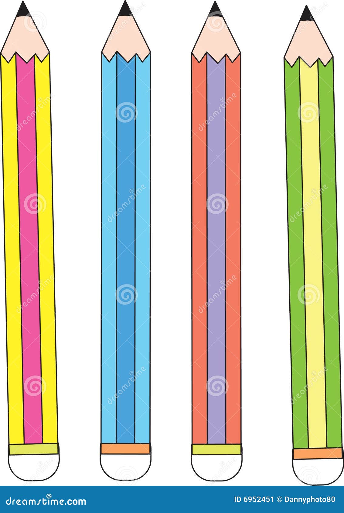 4 pencils stock illustration. Illustration of background 6952451