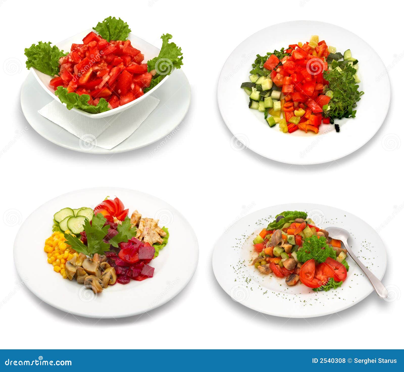 4 salad dishes stock photo. Image of paper, nutrition 2540308