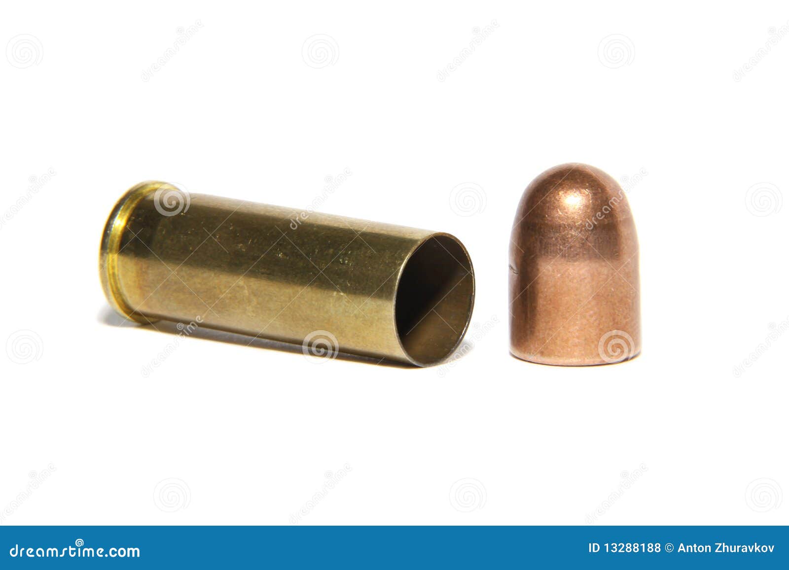 44 Caliber Pistol Cartridge With Bullet Stock Photo Image Of Reloading White 13288188