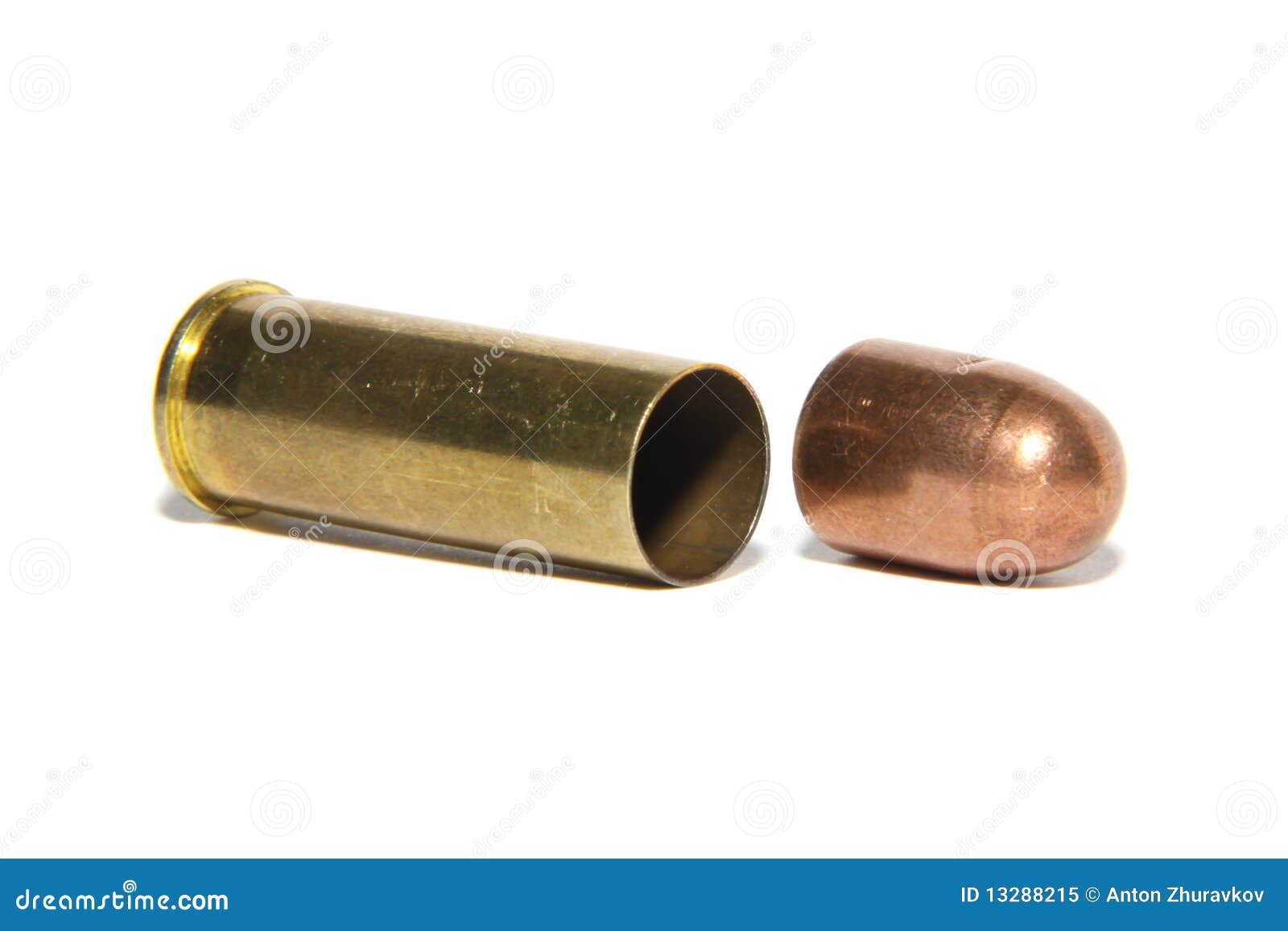 44 Caliber Pistol Cartridge with Bullet Stock Image - Image of ammunition,  reloading: 13288215