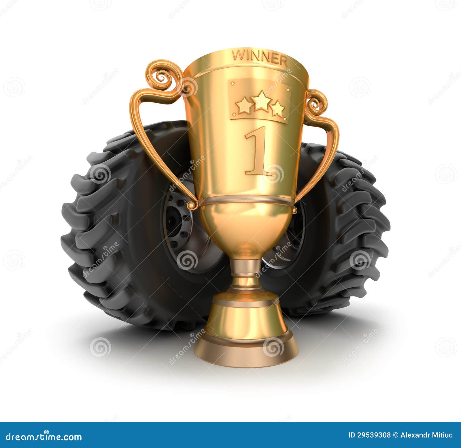 4x4 Golden Trophy Cup with Tires. Stock Illustration - Illustration of