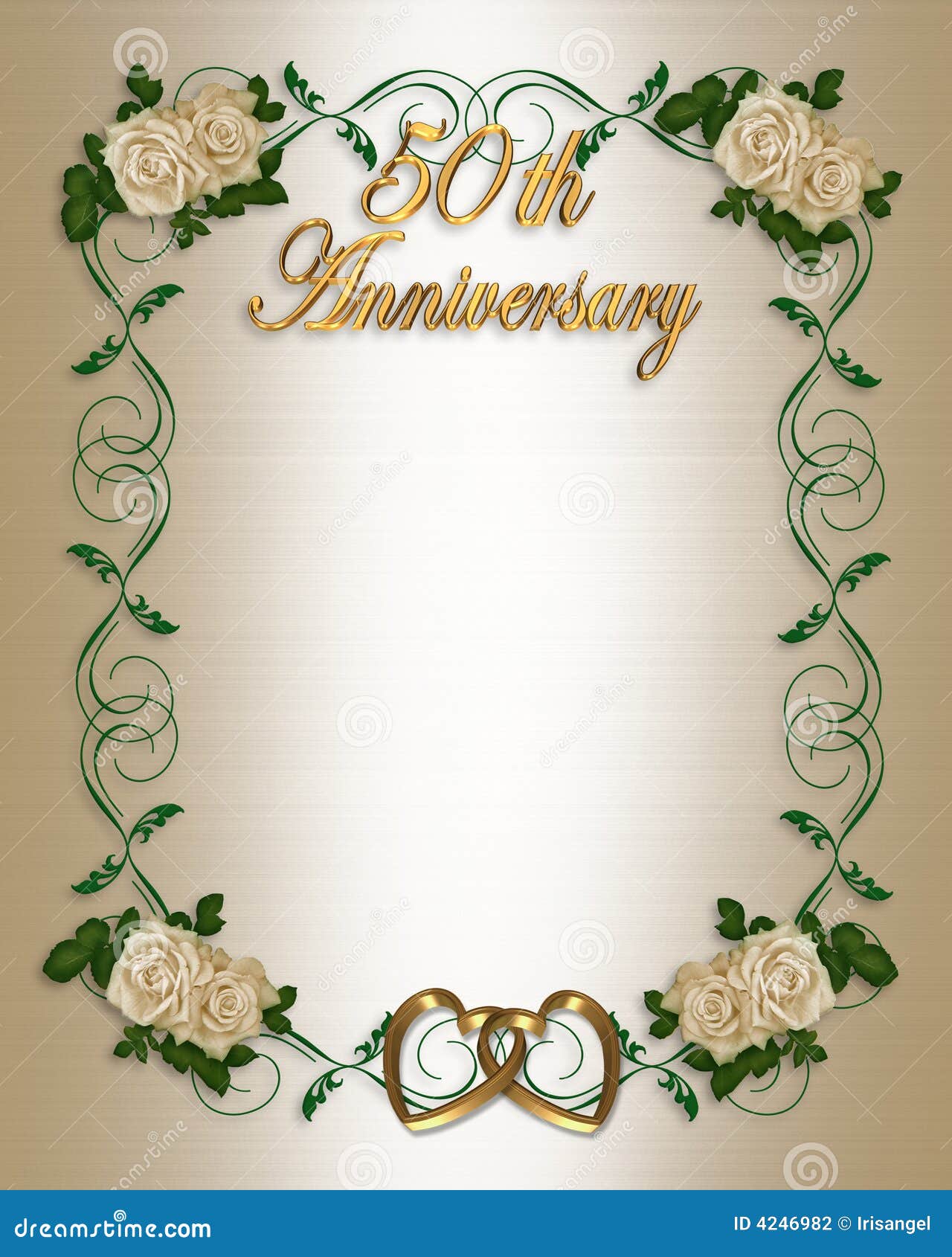 50th Wedding Anniversary Invitation Stock Illustration - Illustration of  design, flowers: 4246982