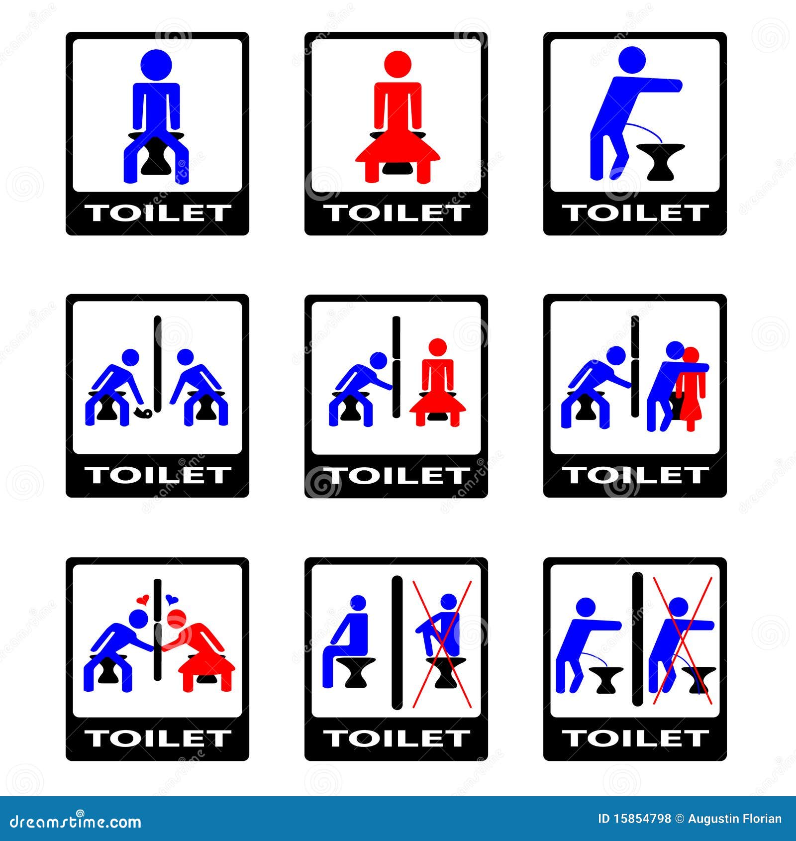 6 funny toilet sign stock vector. Illustration of bathroom - 15854798