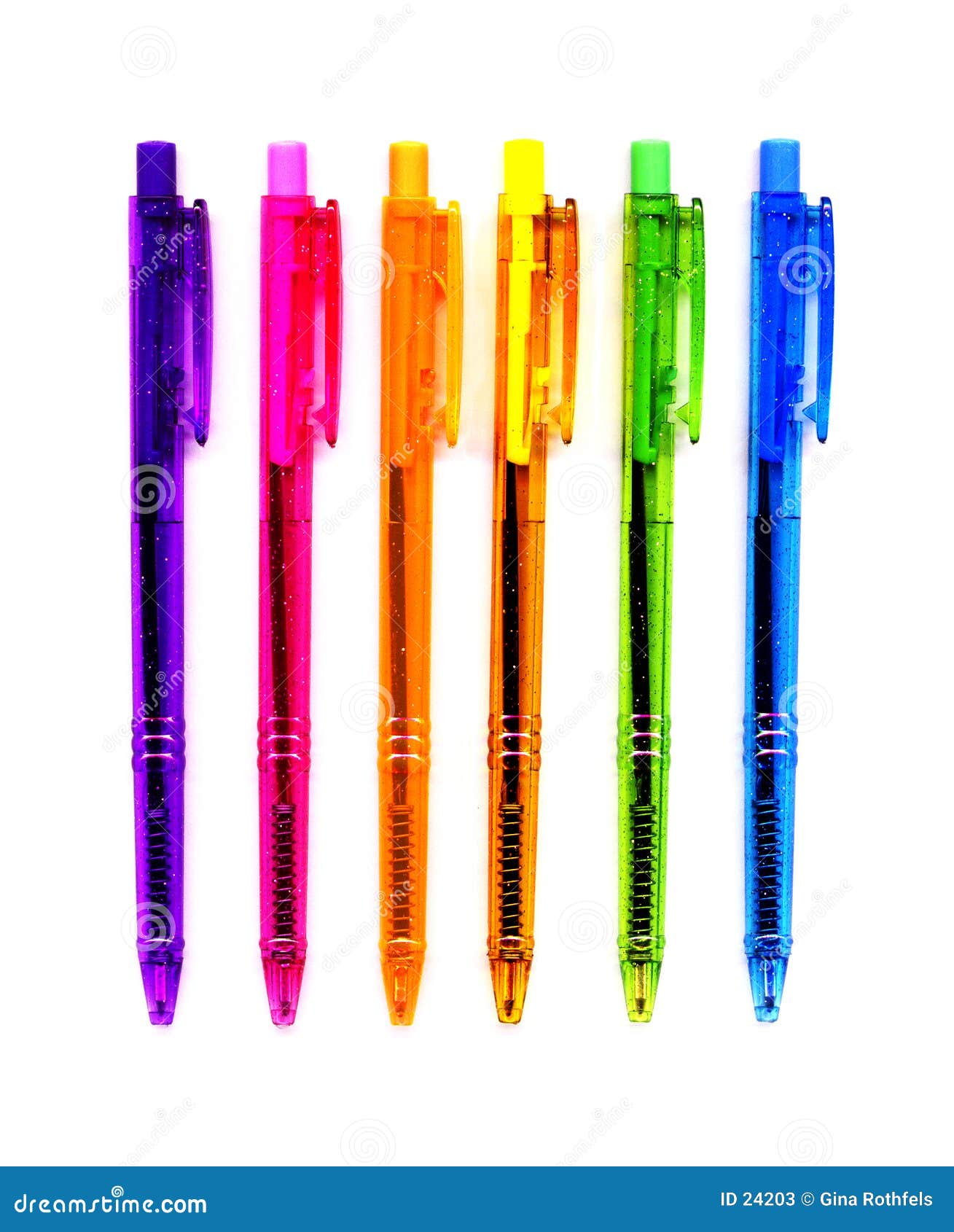 6 neon pens