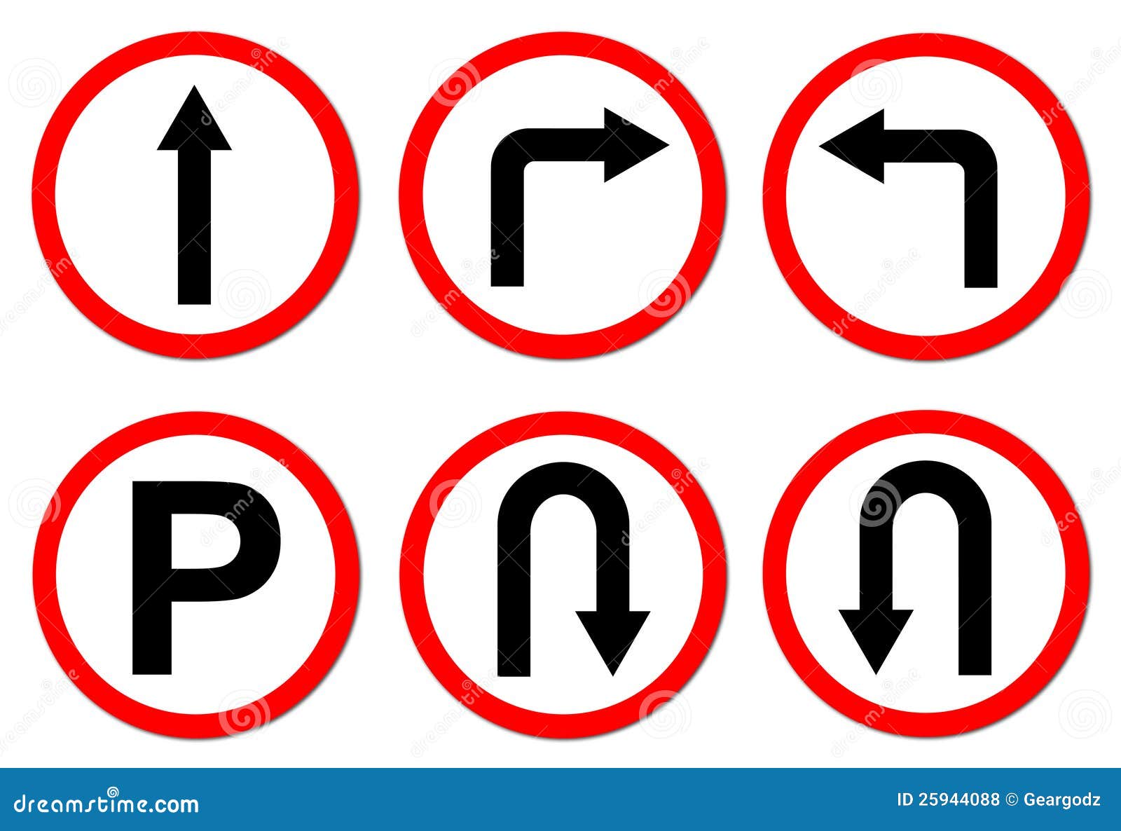 6 red circle traffic sign stock illustration. Illustration of left
