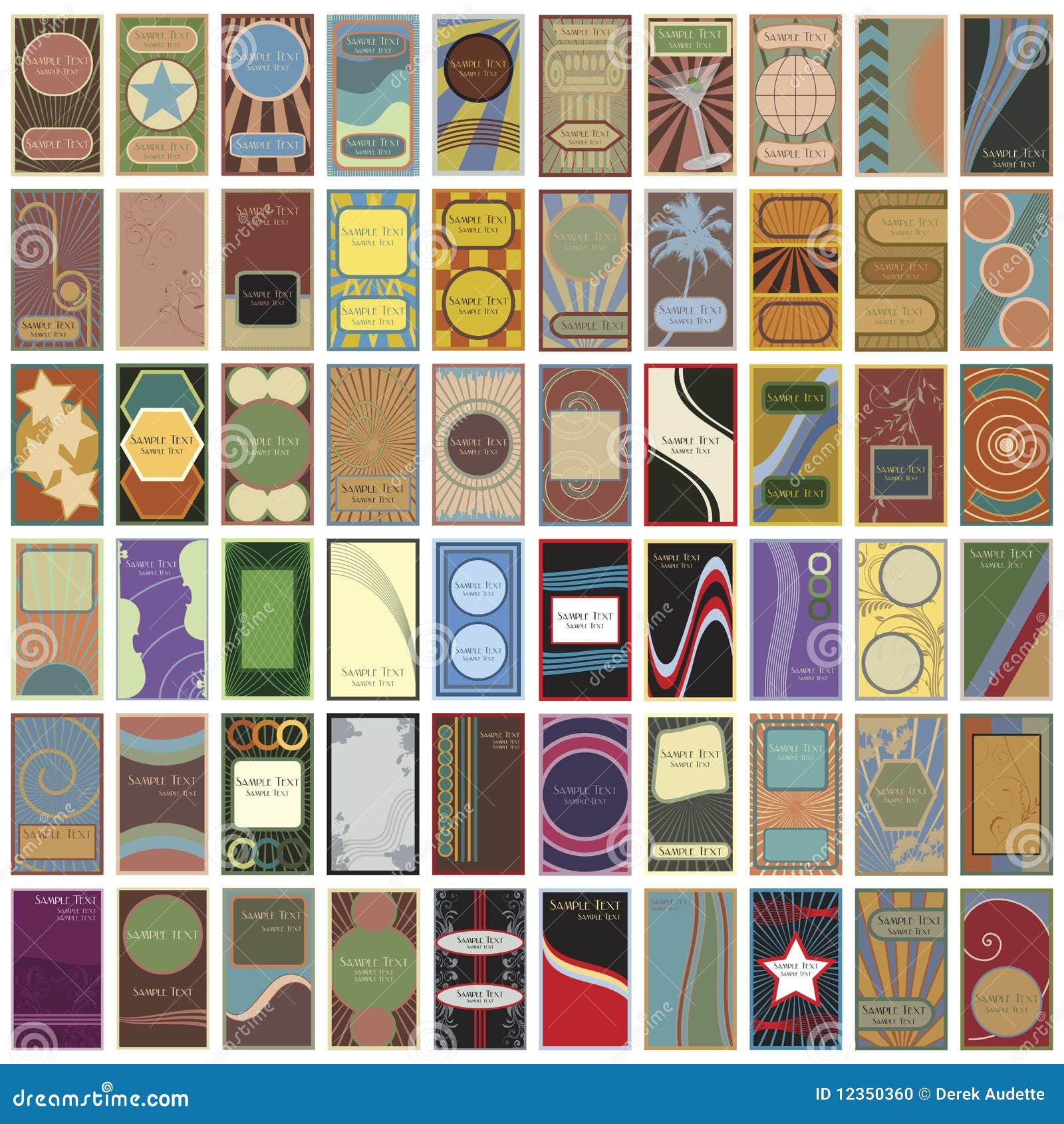 60 Vintage Retro Vector Business Cards Stock Vector Illustration of