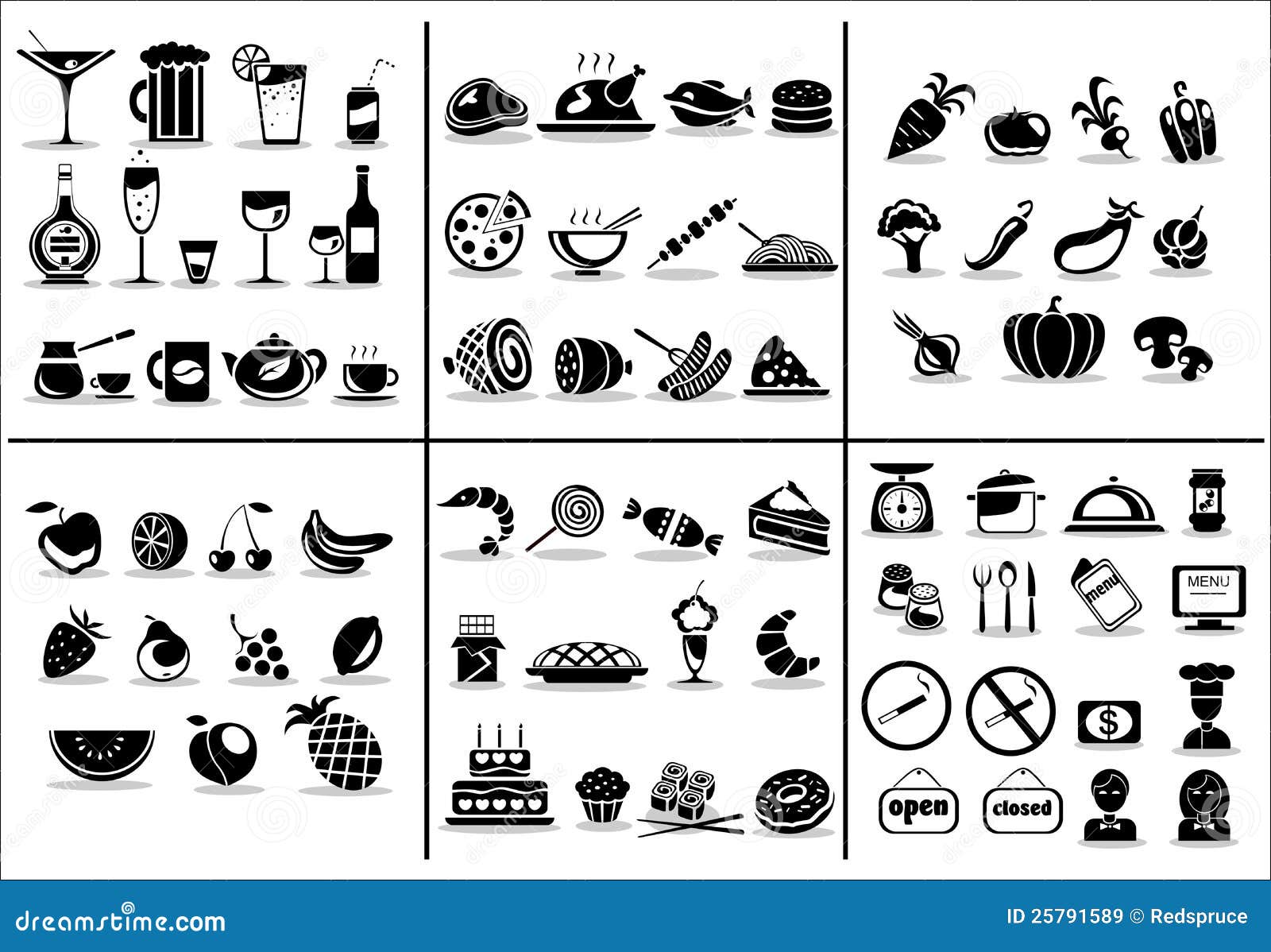 77 food and drink icons set