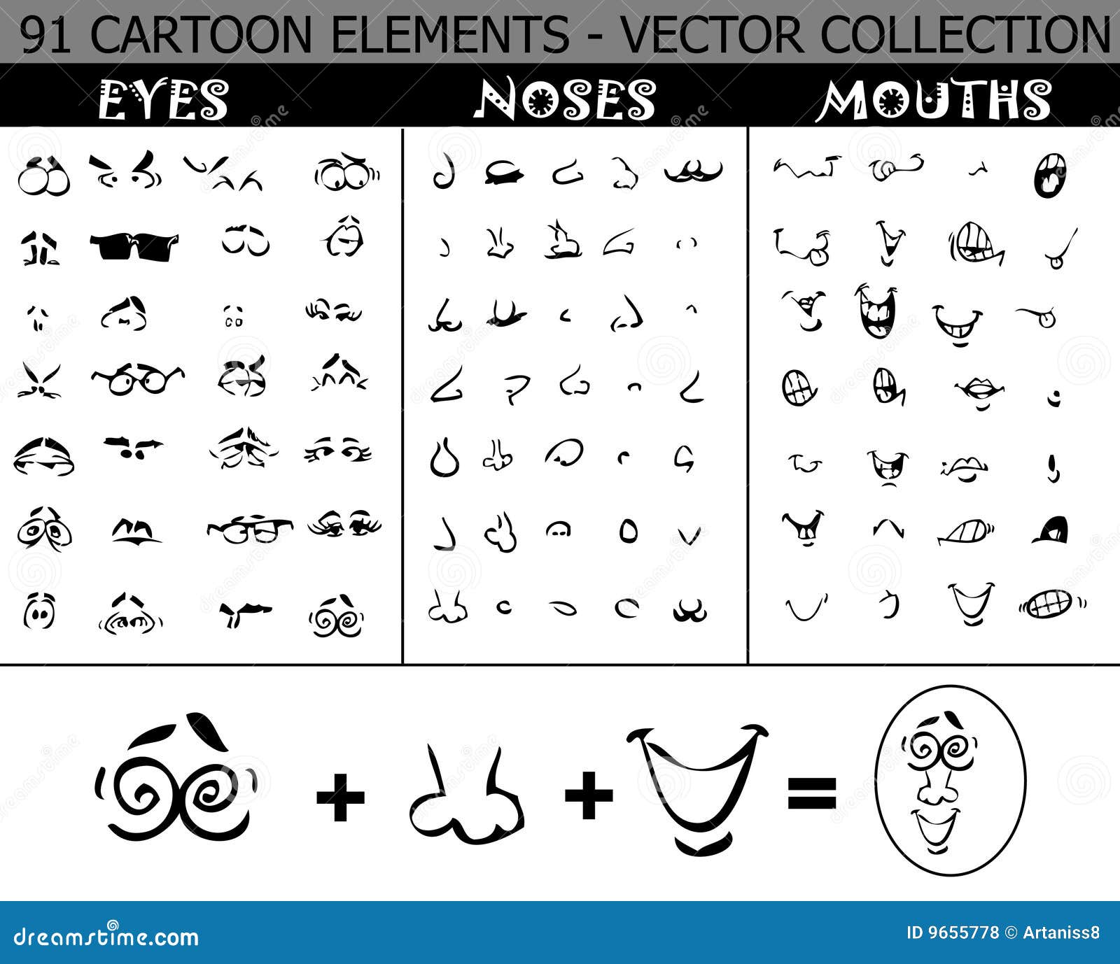 91 Cartoon Elements - Vector Collection Stock Vector - Illustration of  emoticons, kids: 9655778