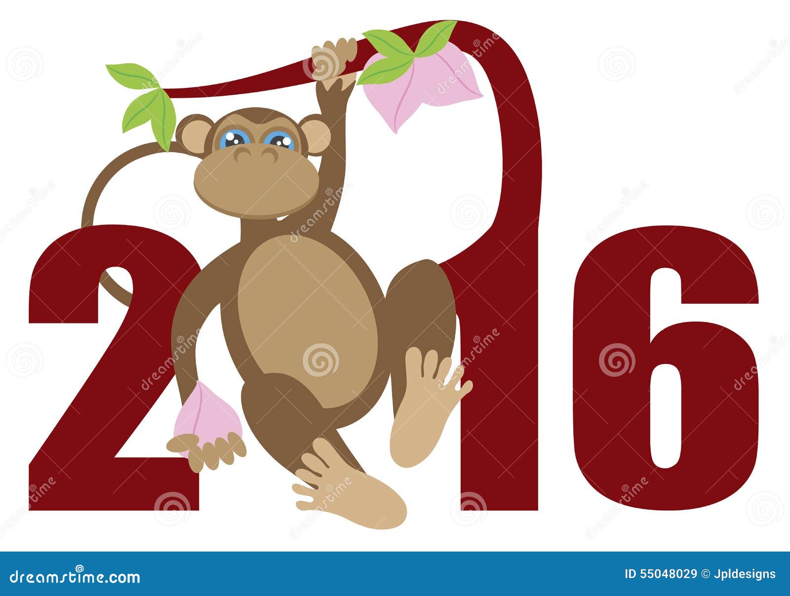2016 Años Del Mono En El Ejemplo De Números Del árbol Ilustración Vector - Ilustración de texto, historieta: 55048029