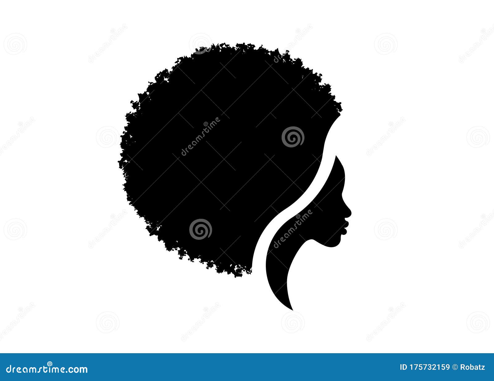 african american woman face profile. logo women profile silhouette with fashion curly afro hair style concept,  