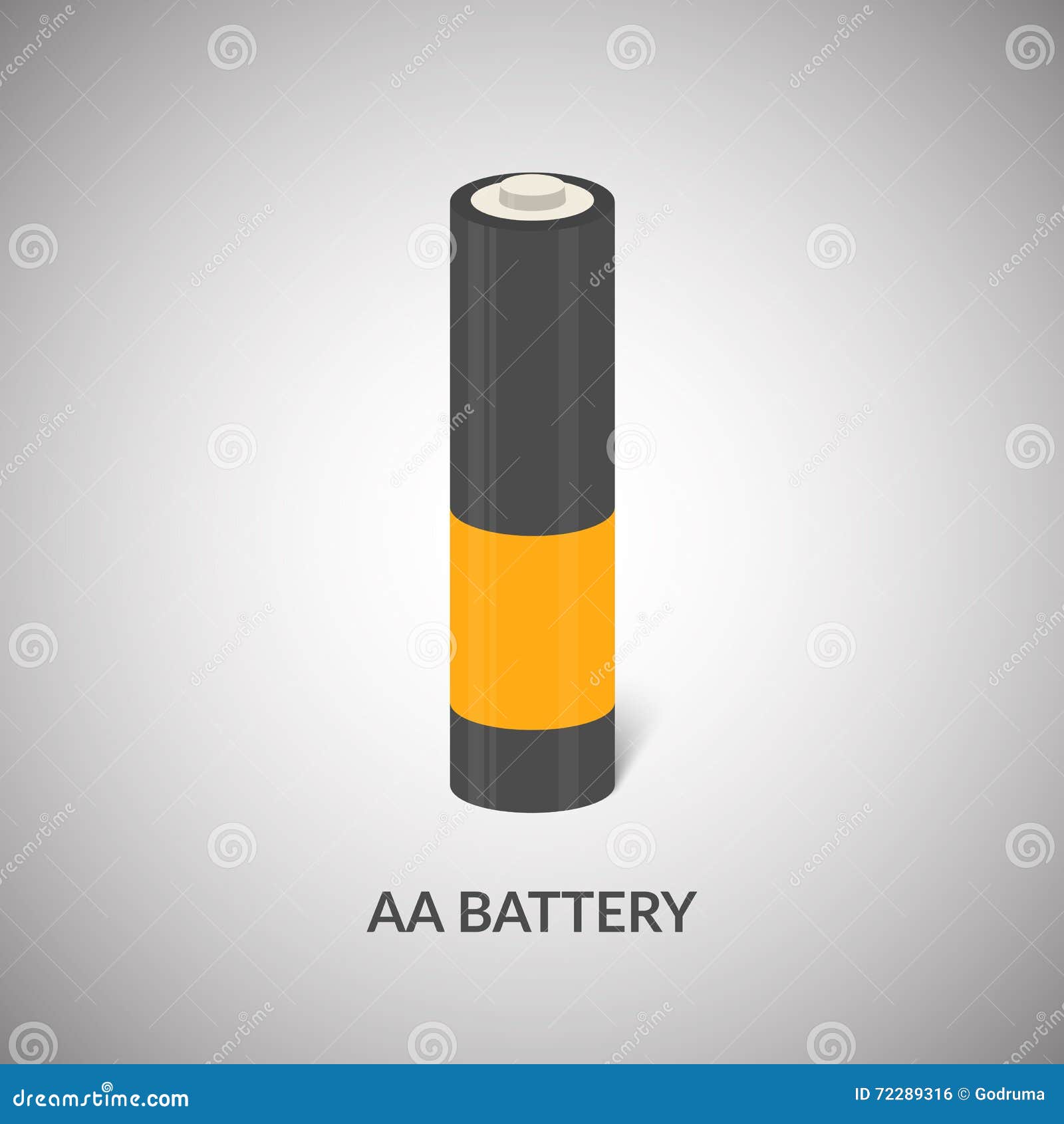 AA Battery Vector Icon. Isolated Cylinder AA Battery in Cartoon Style