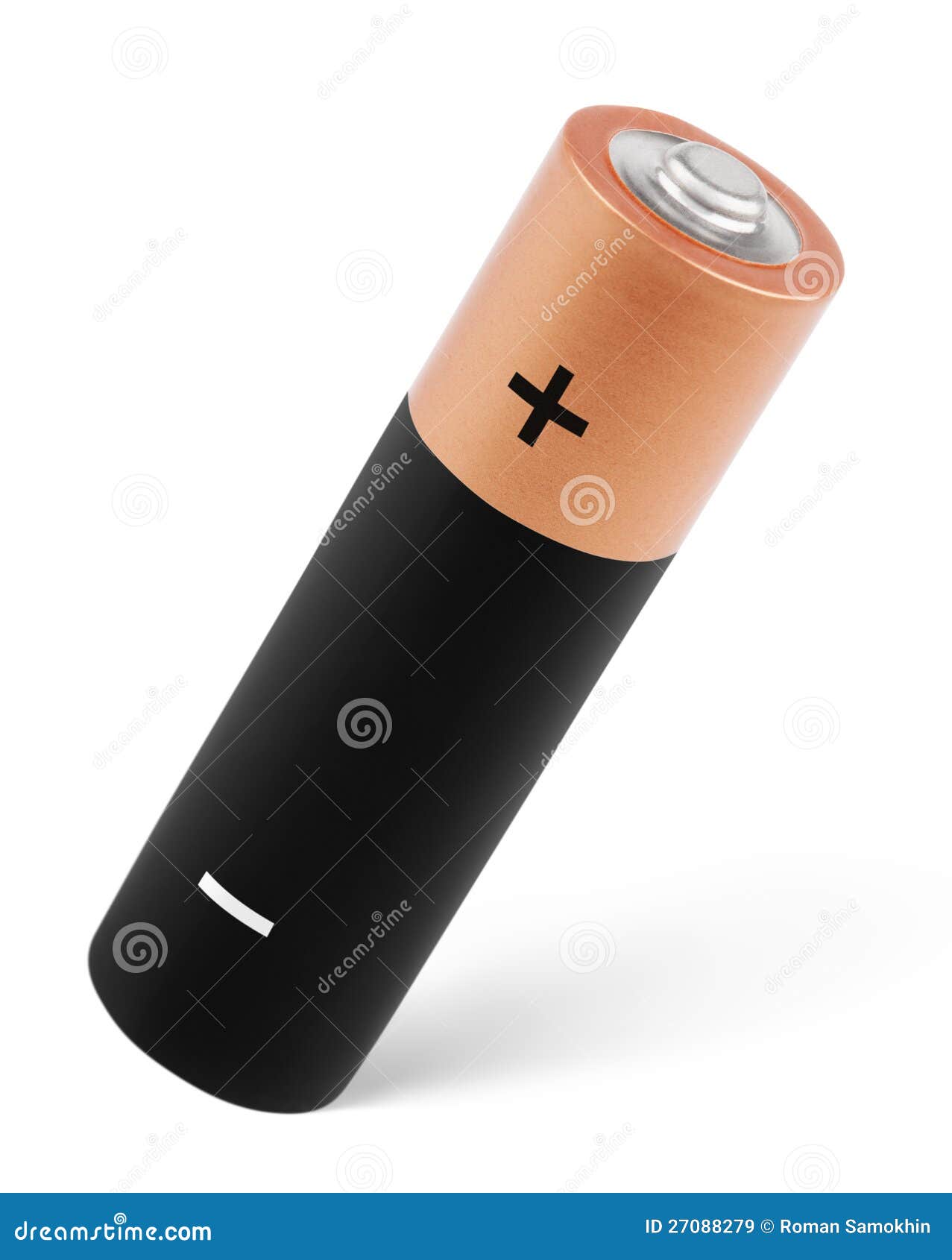 aa battery on white