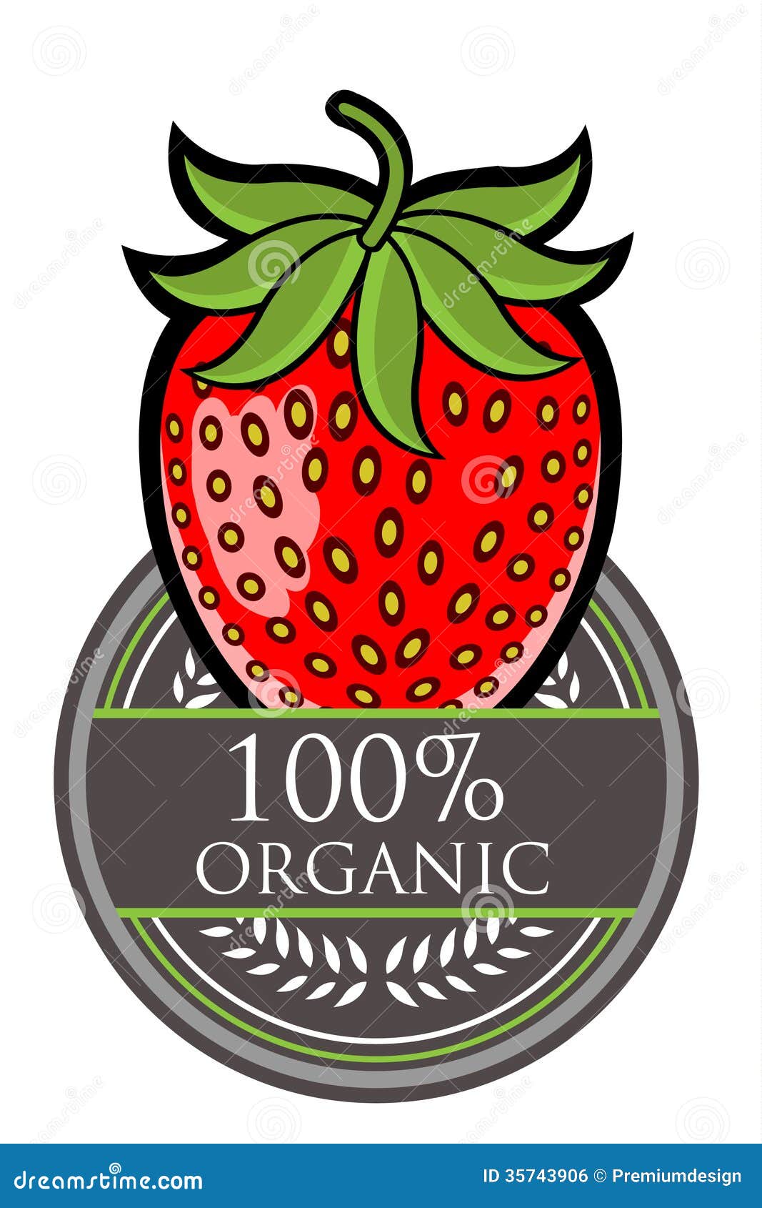 Aardbei Organisch etiket. Illustratie van de het Beeldverhaalillustratie van het aardbei de Organische etiket .eps 10