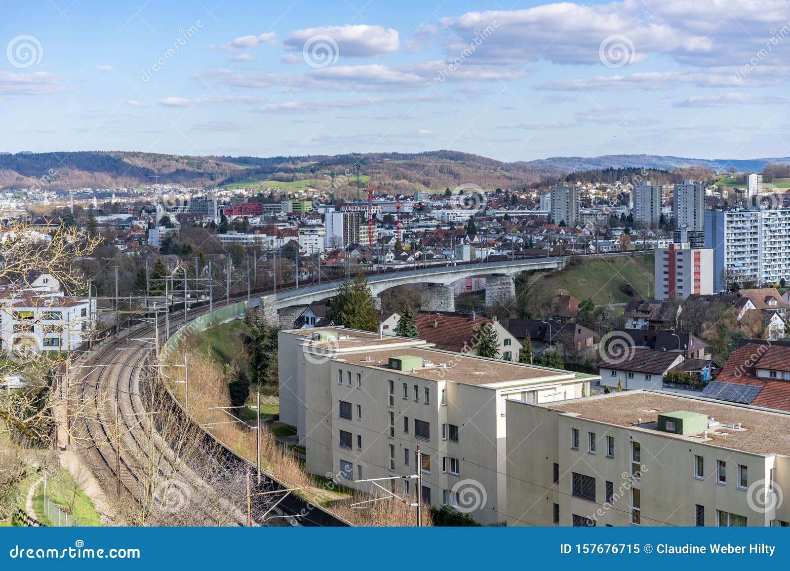 aare bridge and viaduct with view over umiken to brugg