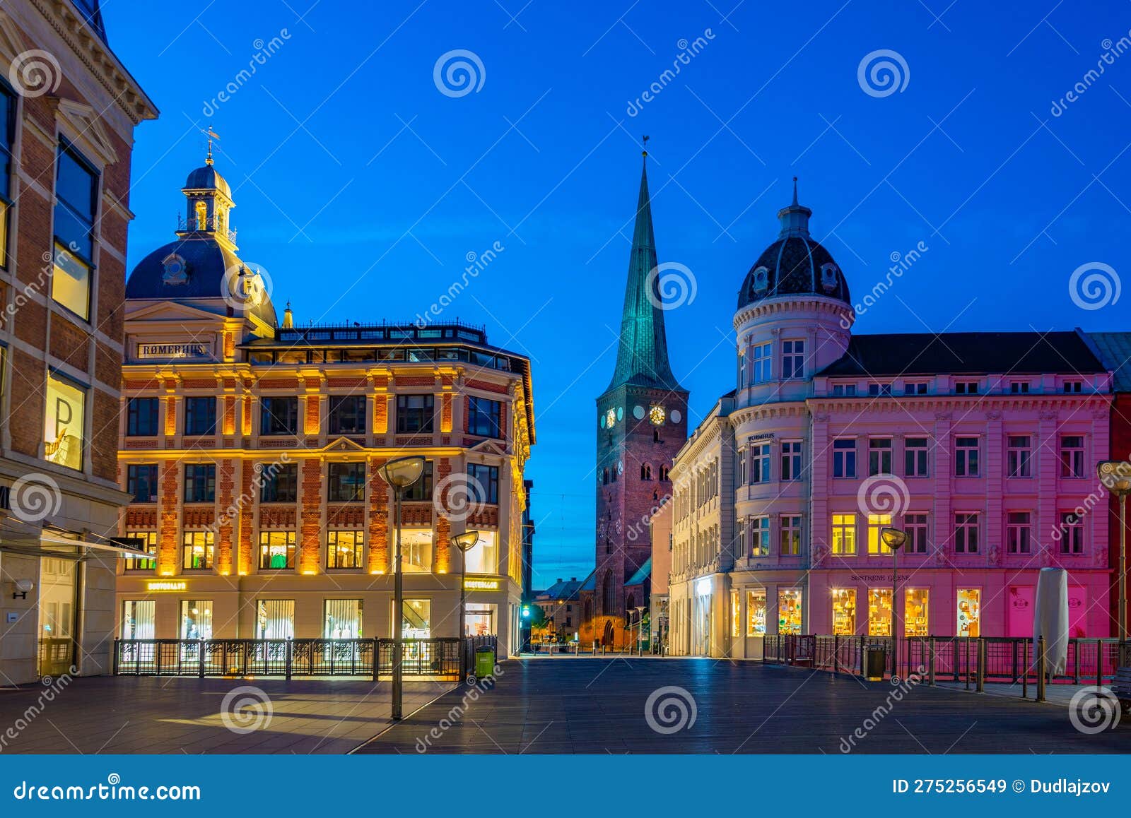 Aarhus, Denmark, June 15, 2022 Night View of Sankt Clements Tor