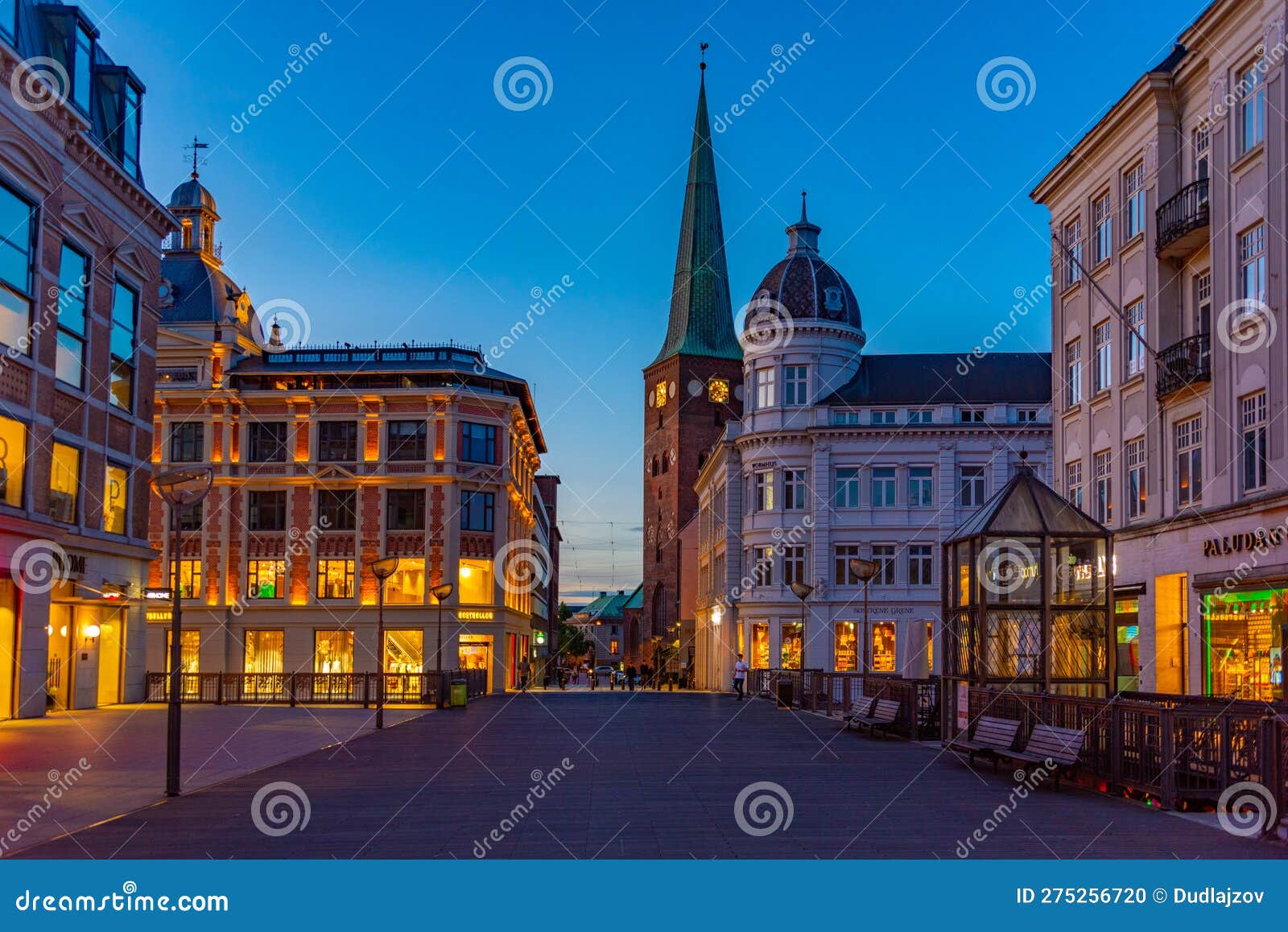 Aarhus, Denmark, June 15, 2022 Night View of Sankt Clements Tor