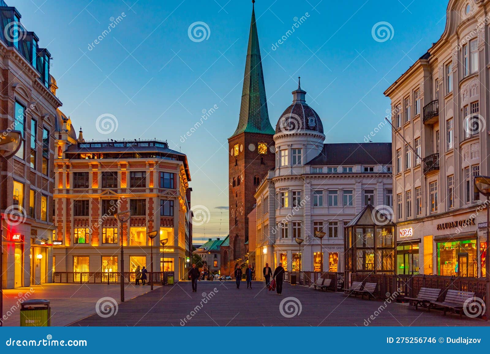 Aarhus, Denmark, June 15, 2022 Night View of Sankt Clements Tor