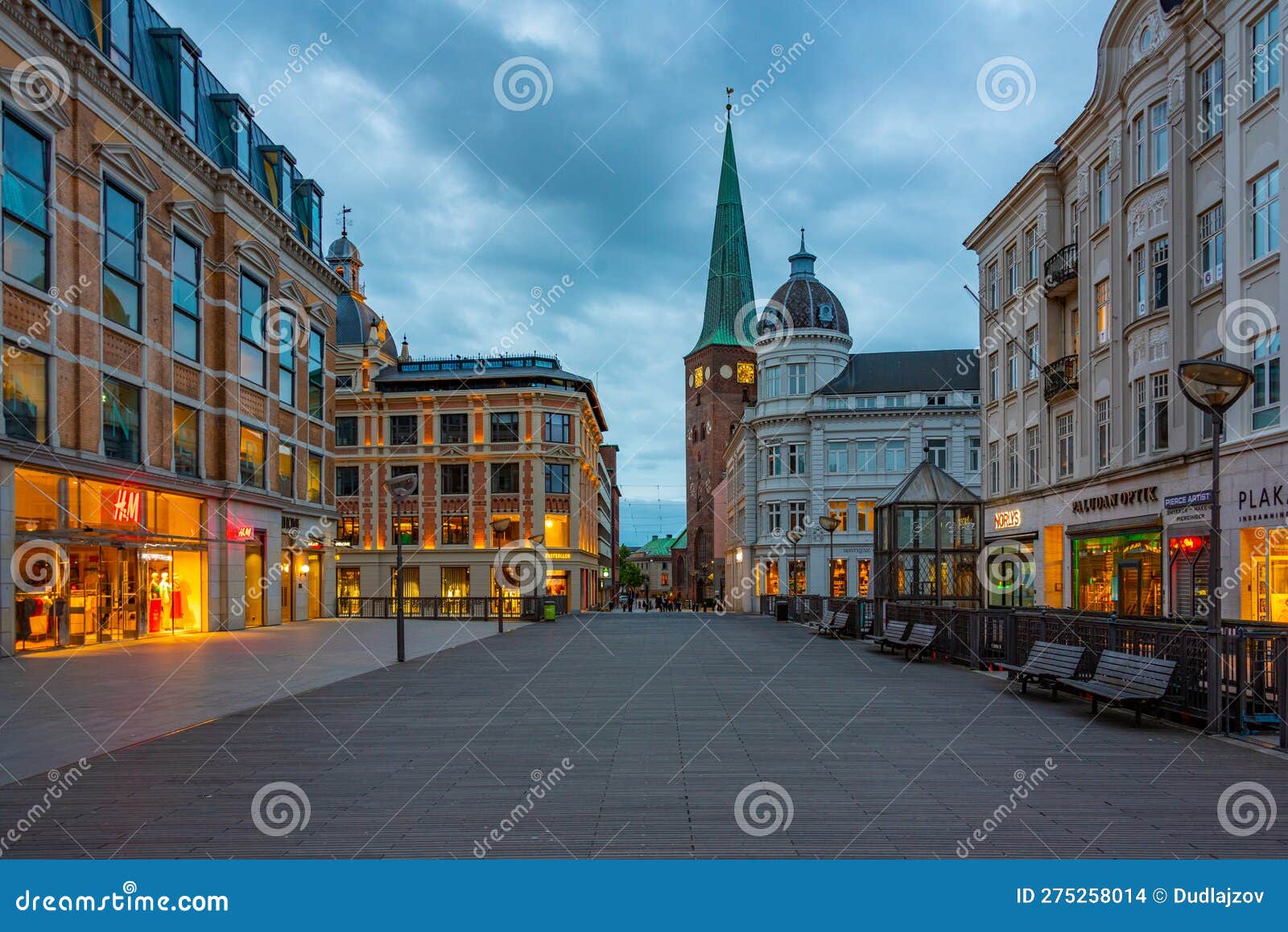 Aarhus, Denmark, June 14, 2022 Night View of Sankt Clements Tor