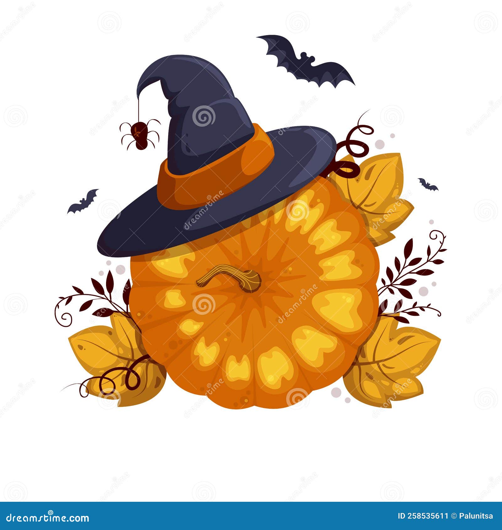 desenho de morcego e uma abóbora em um chapéu de bruxa para colorir  10867339 Vetor no Vecteezy