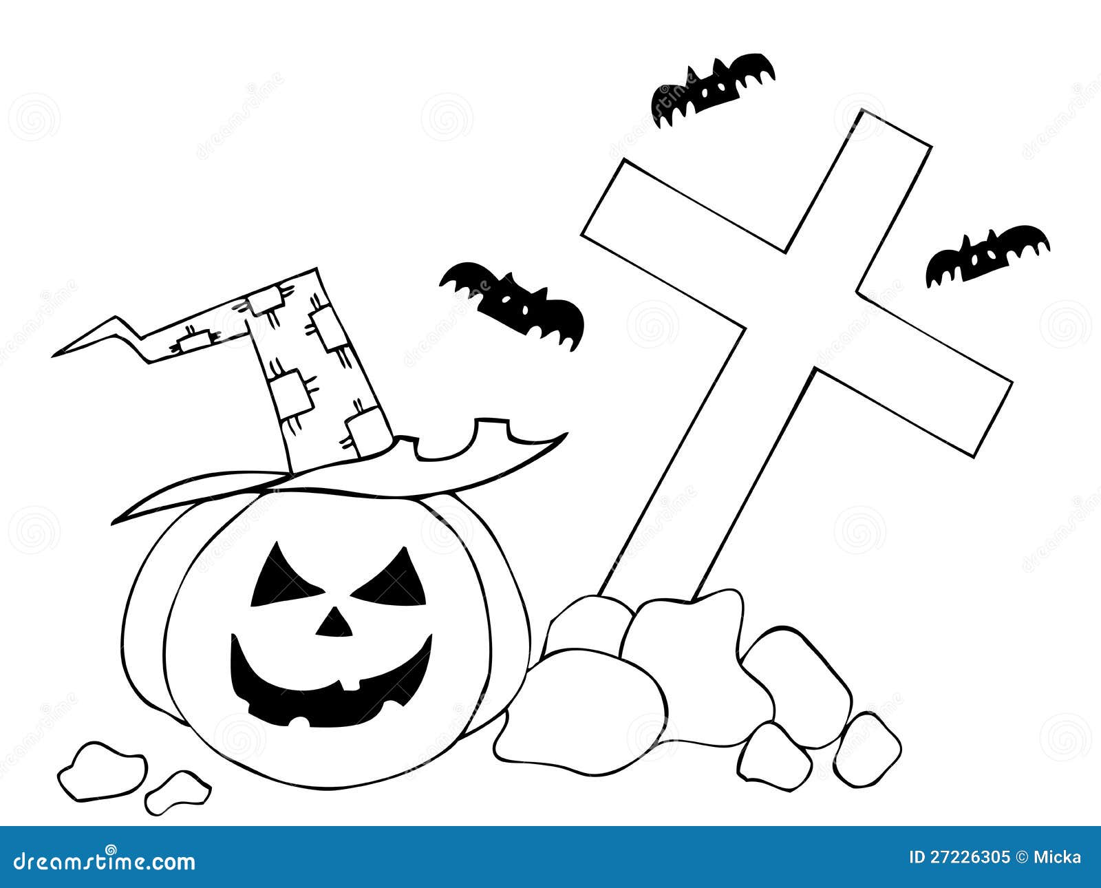 Desenho de Abóbora de Halloween na Cruz para Colorir - Colorir.com