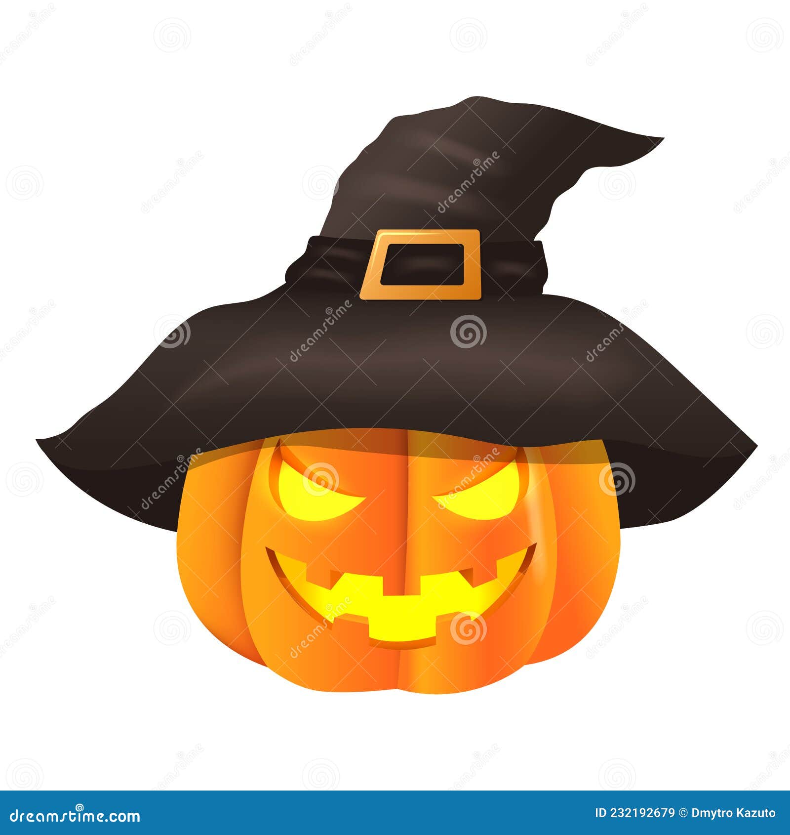 Abóbora assustadora de halloween simples com chapéu de bruxa em estilo  simples ilustração de abóbora de desenho animado