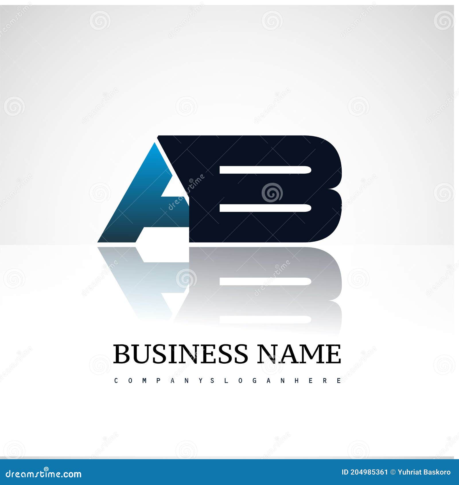 AB Company Linked Letter Logo Icon Blue and Black Stock Vector