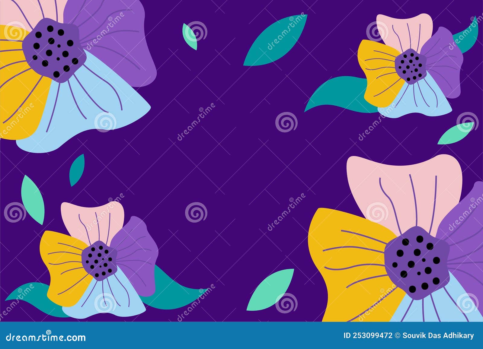 Modern Abstract Flower Background Design with Leaf Stock Vector