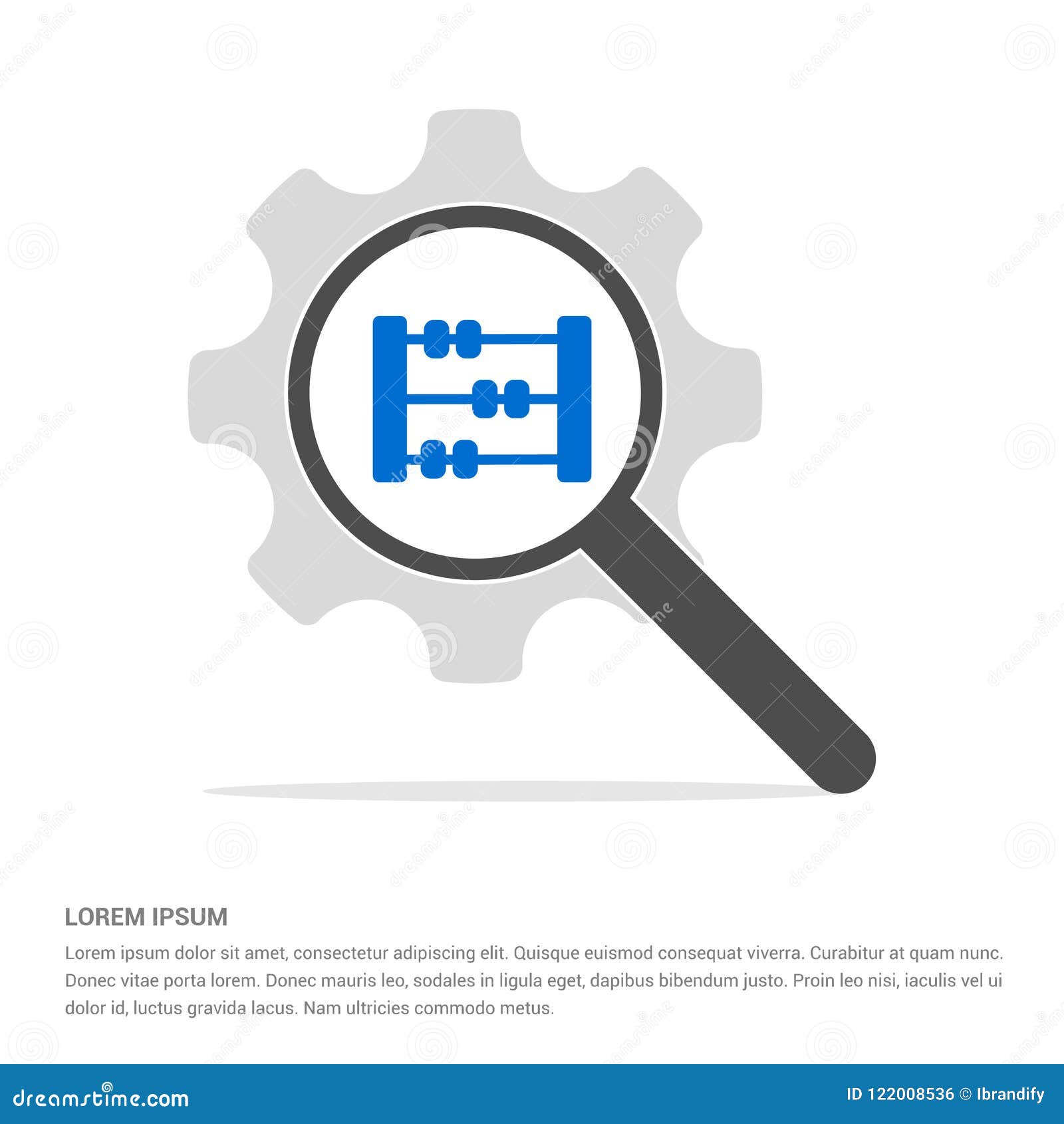 Abacus Icon Search Glass with Gear Symbol Icon template. Abacus Icon - Free vector icon