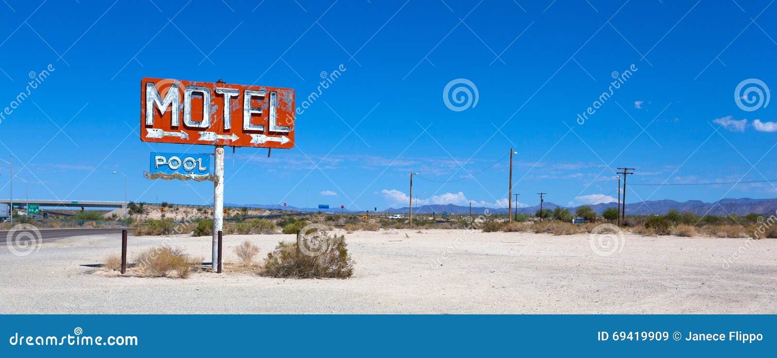 abadoned, vintage motel sign on route 66