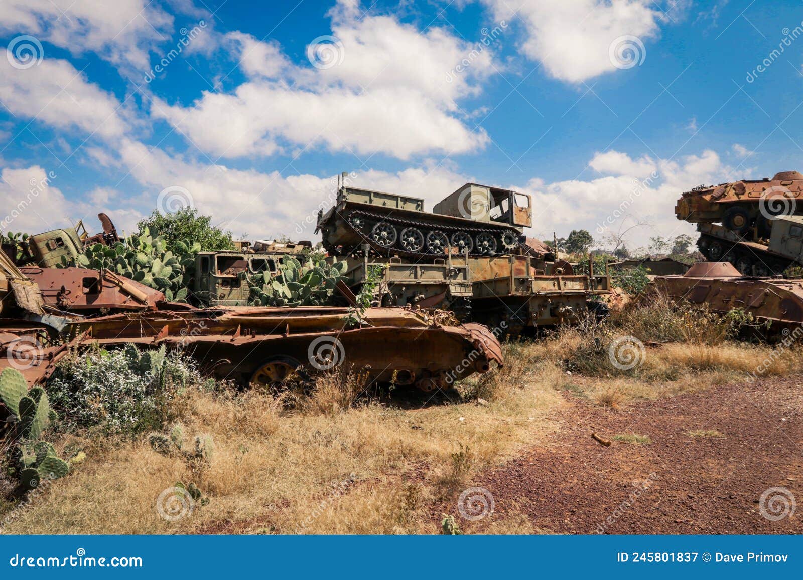 Abandoned Army Tanks on the Tank Graveyard in Asmara Stock Image
