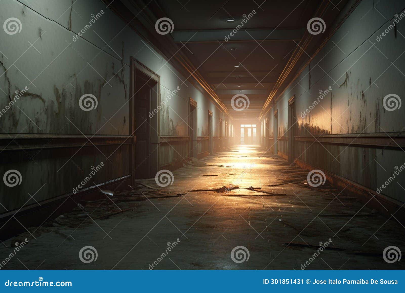 Abandoned Asylum Hallway Creepy Hallway In An Stock Illustration 