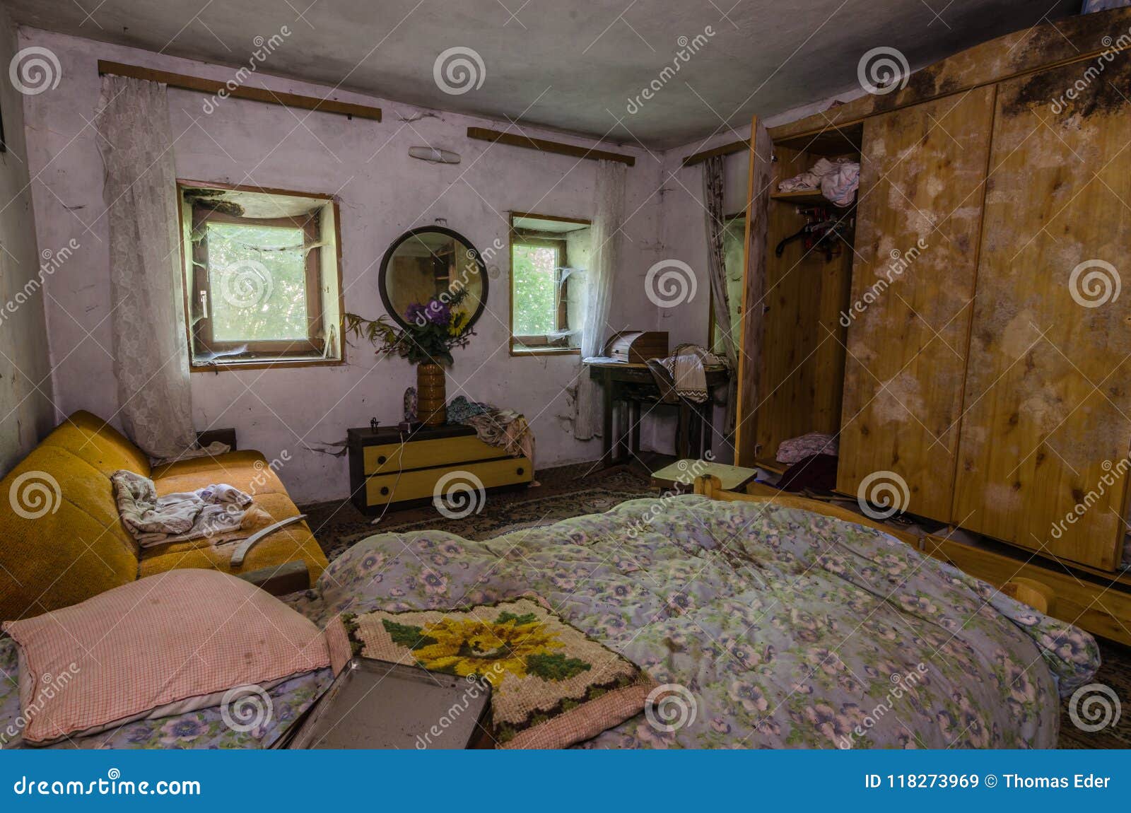 Abandoned Bedroom With Mold Stock Image Image Of