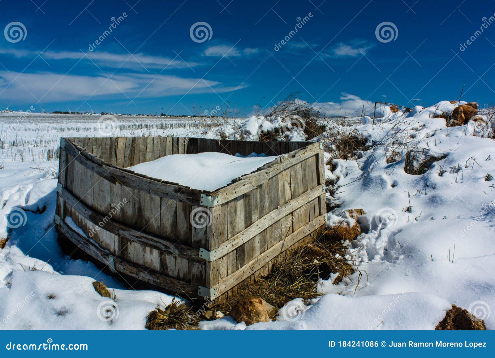 abandoned caisson covered with snow