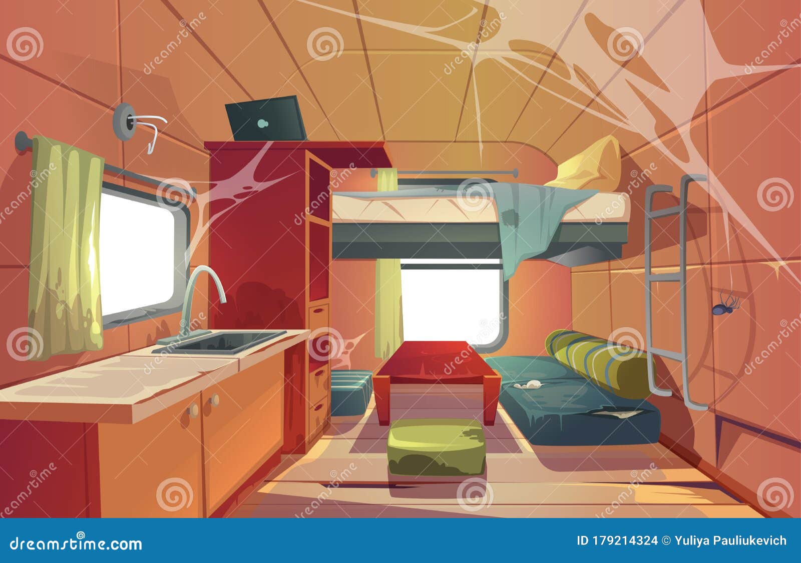 abandoned camping trailer car interior motor home