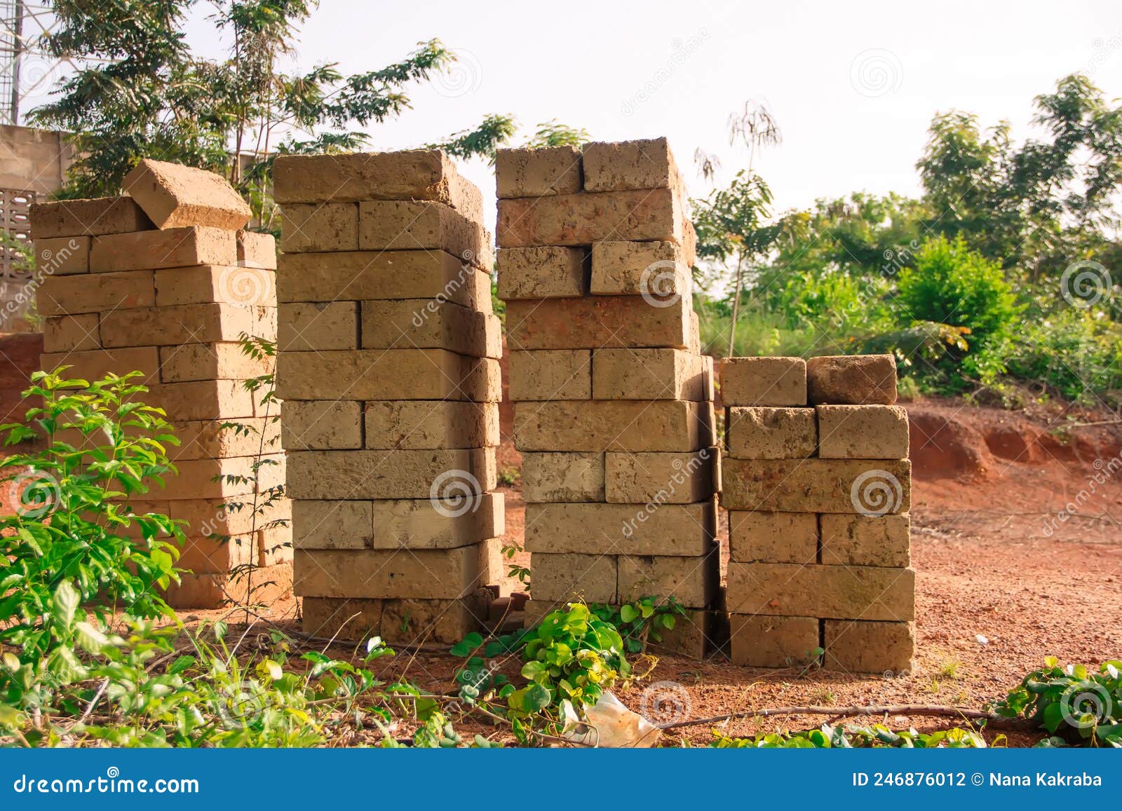 Abandoned Cement Blocks Packed on Floor for Construction Stock Photo