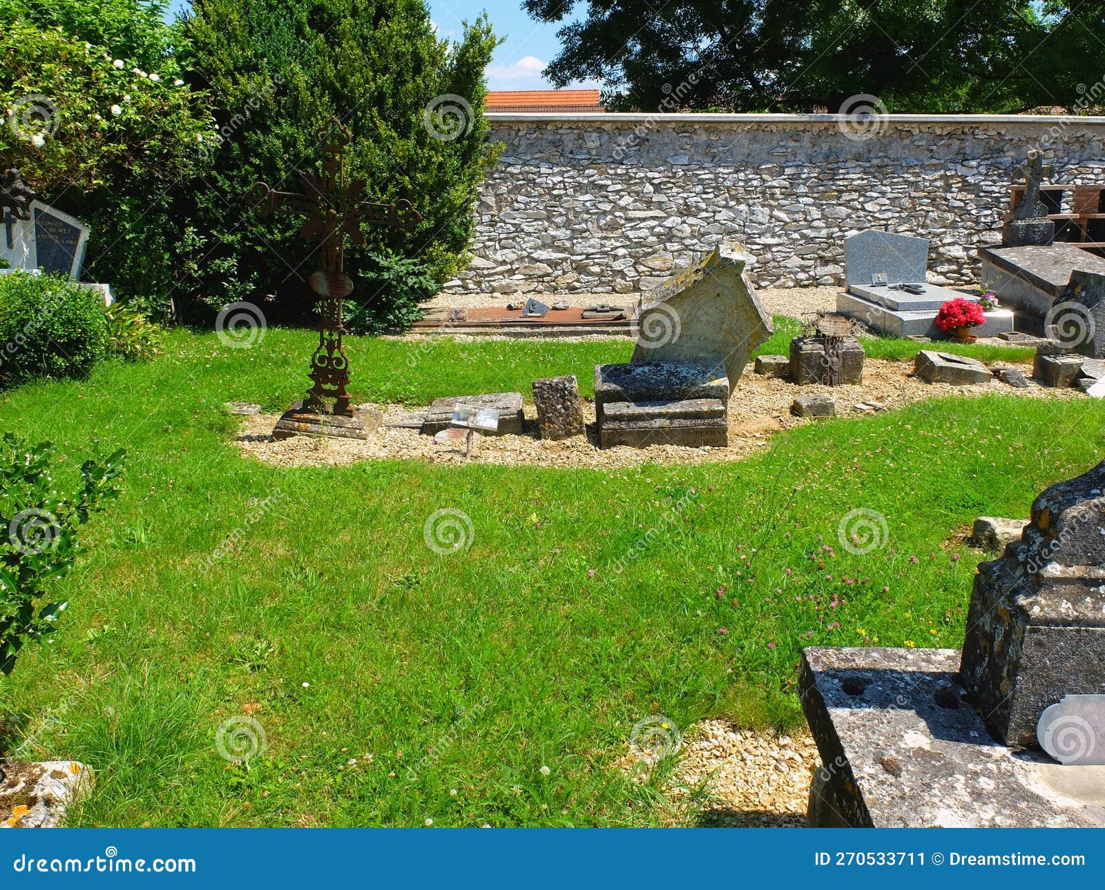 Abandoned Cemetery with Graves and Vaults Stock Image Image of