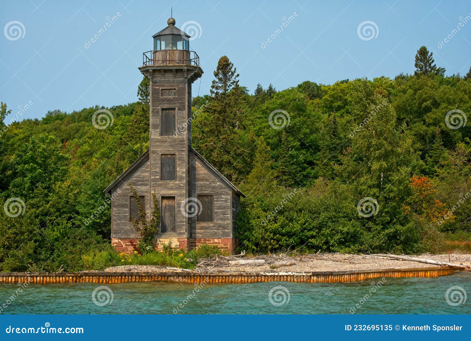 abandoned lighthouse on lake superior