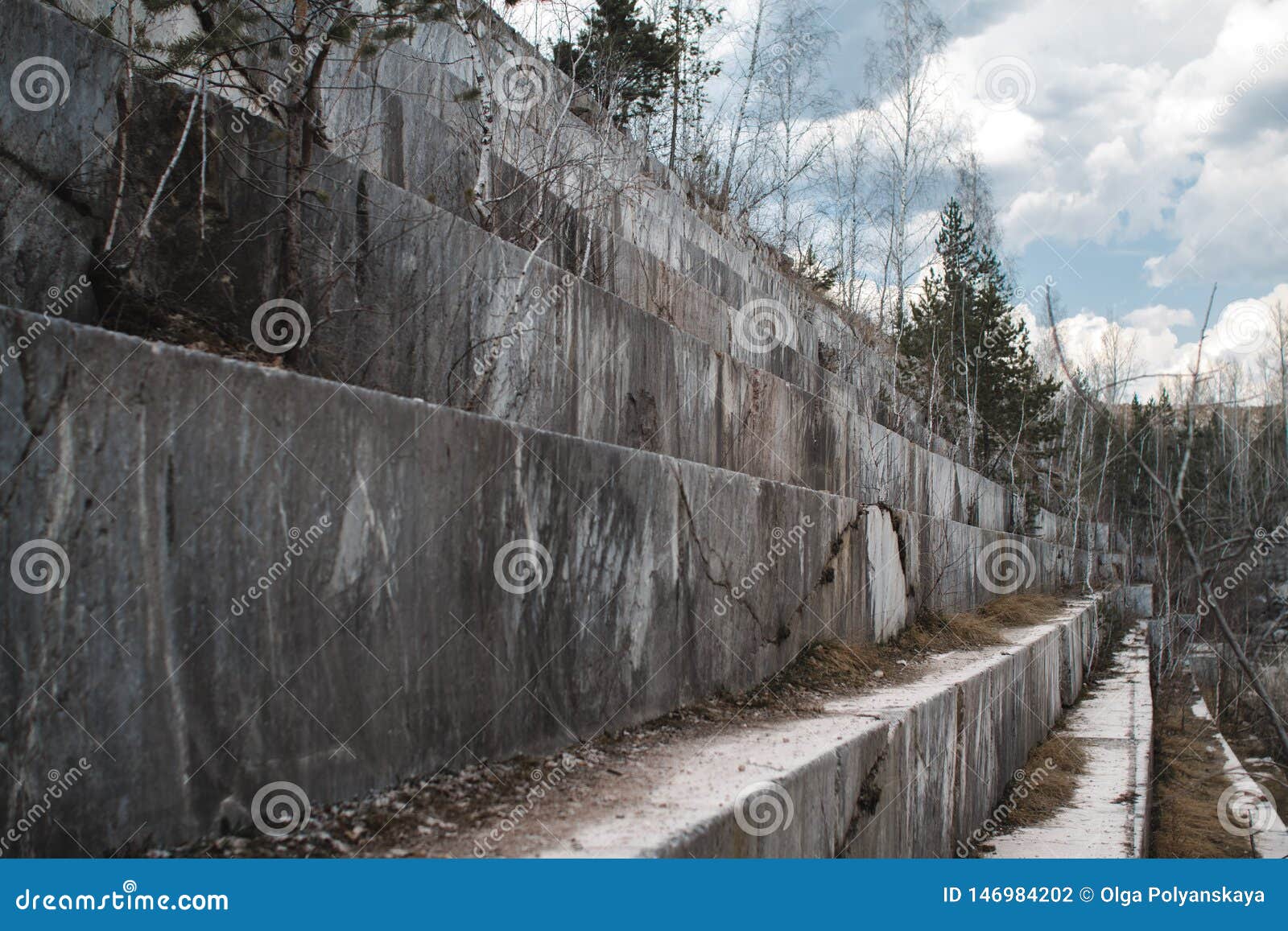 Abandoned Marble Quarry in Siberia. Extraction of Minerals Stock Photo