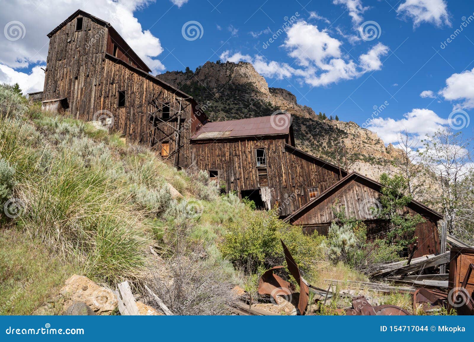 Abandoned Mining Mill in the Bayhorse Ghost Town of Idaho Stock Photo