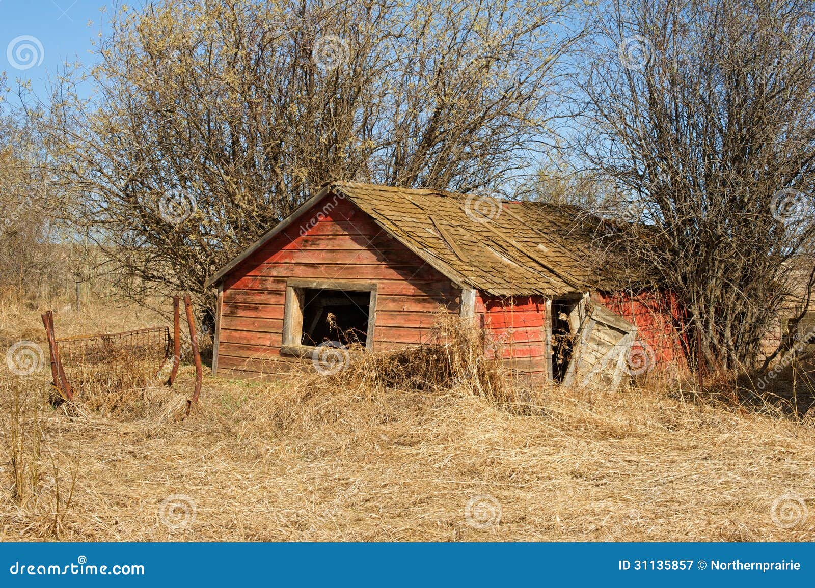 Abandoned Old Barn Or Shed In Dry Grass Royalty Free Stock ...