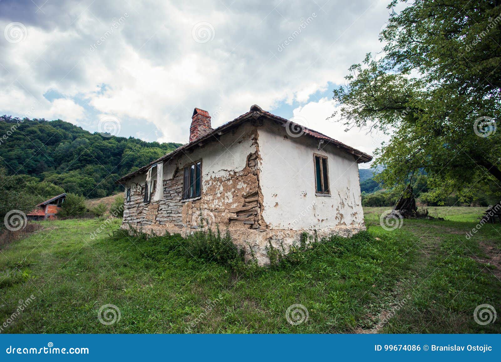 Abandoned Old House in Rural Mountain Landscape Stock Photo - Image of ...