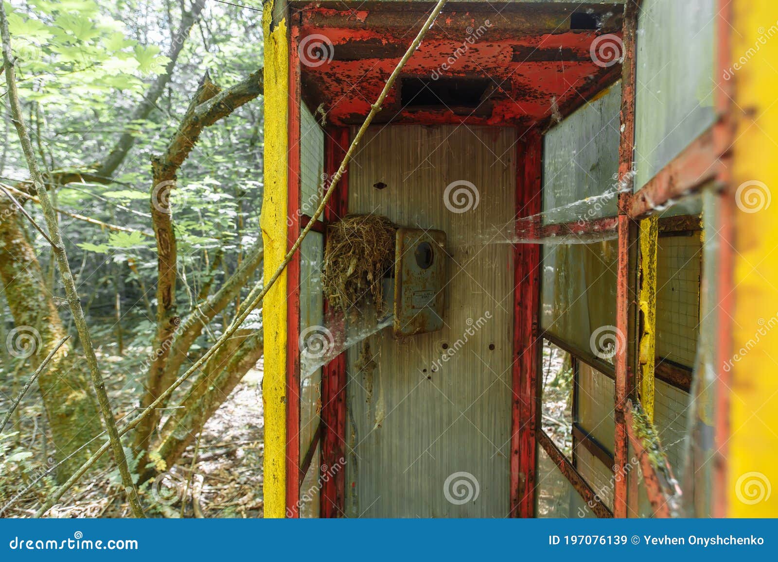 abandoned phonebox in ghost town pripyat chornobyl zone