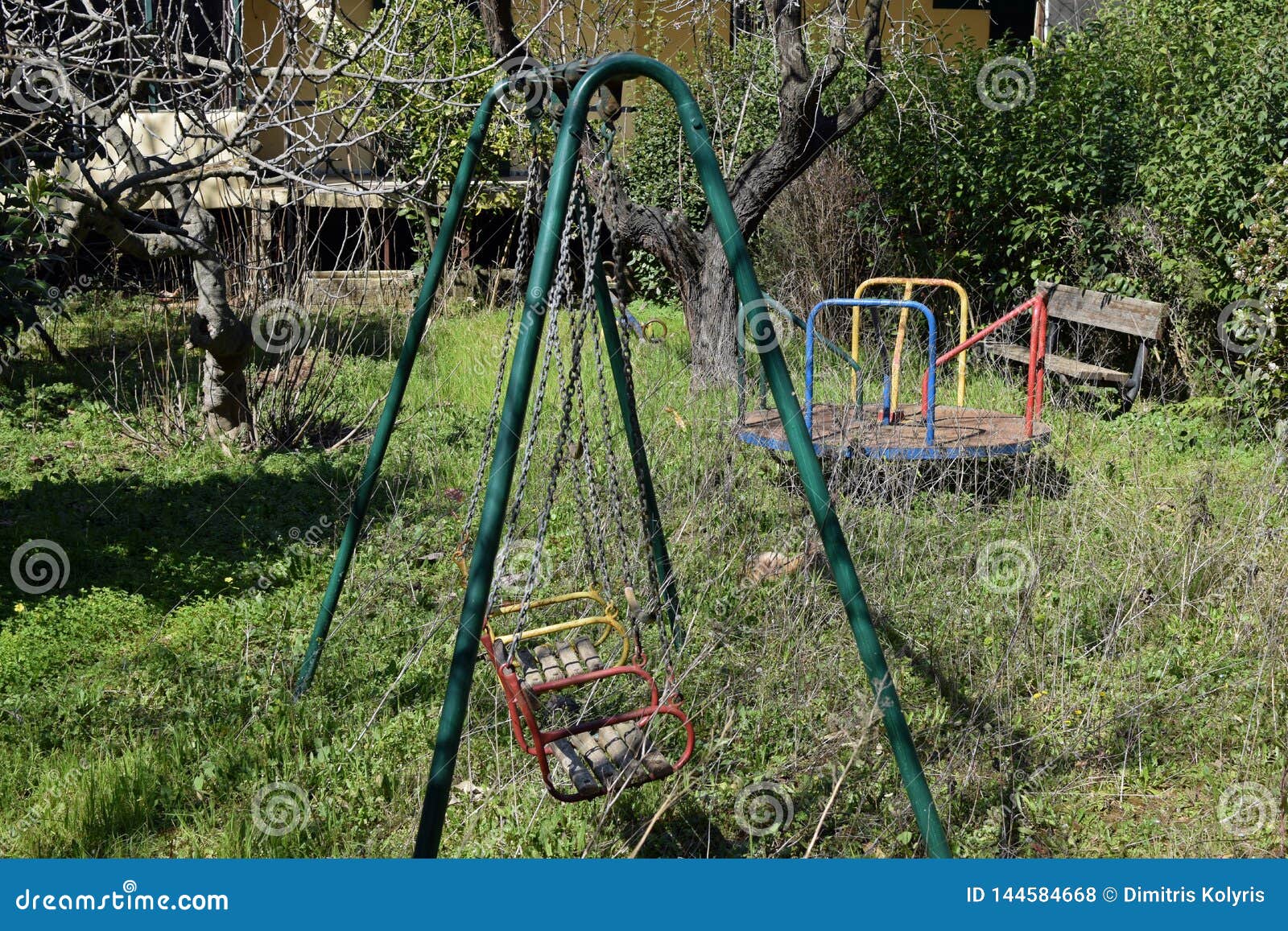 Abandoned Playground Old Swings and Merry go round Stock Photo Image Abandoned Playground Old Swings and Merry go round Stock Photo Image