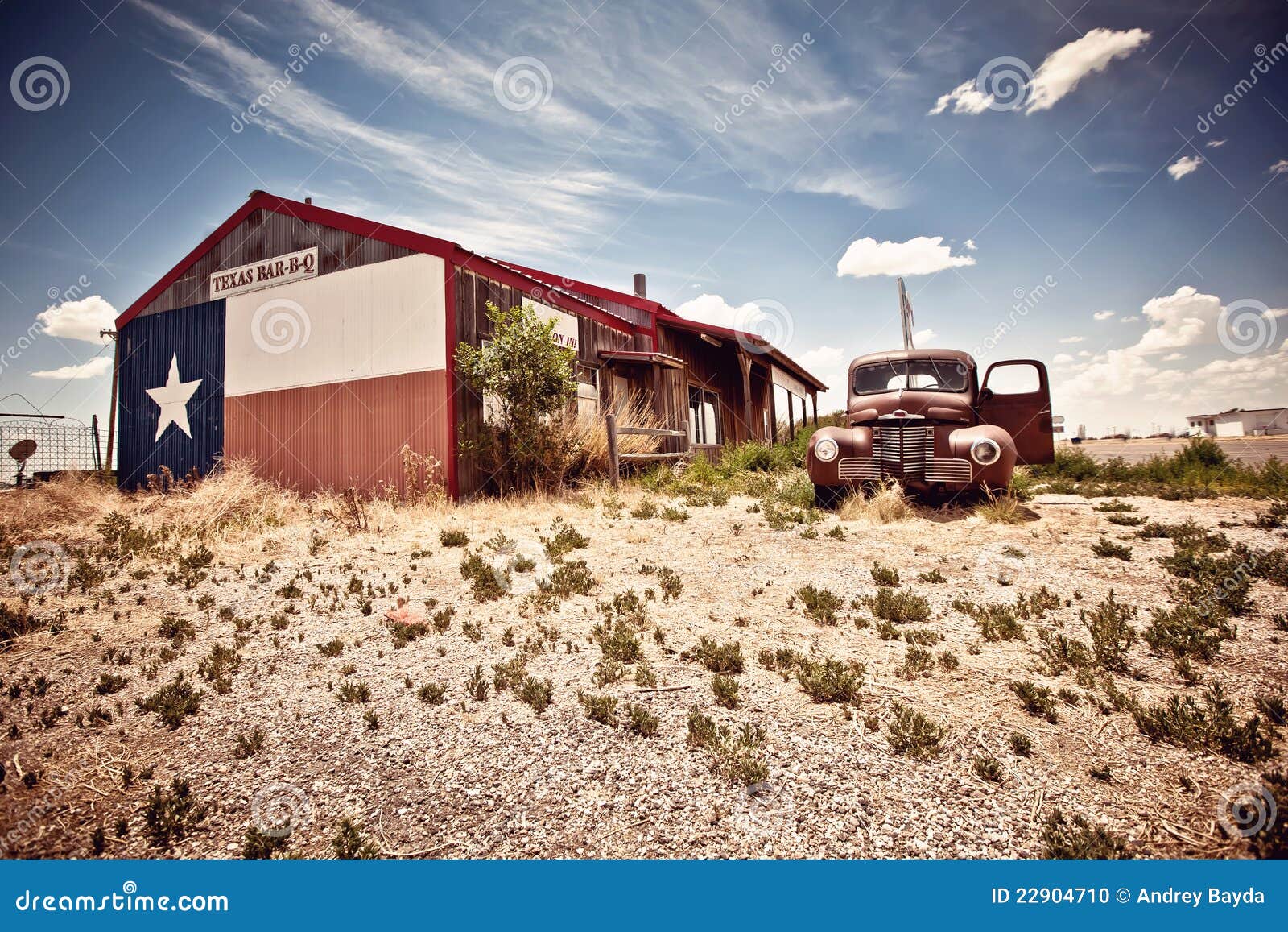 abandoned restaraunt on route 66 road in usa